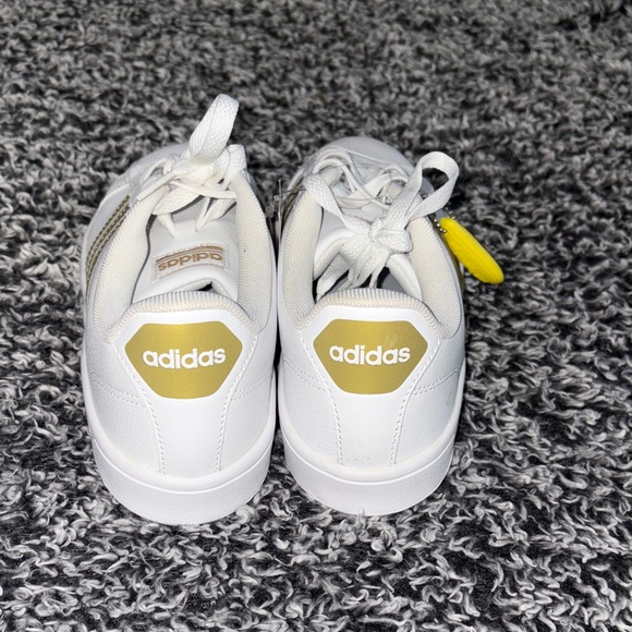 Adidas Women's White Ortholite Float Sneakers with Gold Stripes - Picture 3 of 5